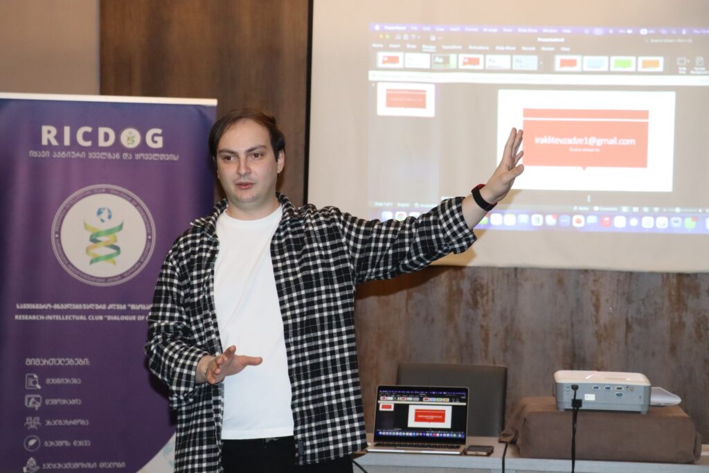 Irakli Tevzadze – trainer and youth worker, delivering a session with young people / a training group.